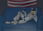 aircraft airplane american_flag anthro armor_plates blue_eyes breasts container cup female flag furniture goblet joints machine navel non-mammal_breasts not_furry reclining reclining_on_sofa reclining_pose small_breasts smile sofa solo spread_legs spreading united_states_of_america vehicle white_body sealer4258 kat_(sealer4258) aircraft_humanoid living_aircraft living_machine living_vehicle robot robot_anthro hi_res