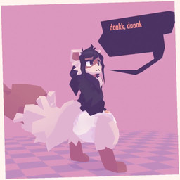 ambiguous_gender animal_noises anthro black_clothing black_hair black_hoodie black_topwear blush blush_lines brown_body brown_fur checkered checkered_floor clenched_teeth clothed clothing color_coded_text colorless_fart_cloud dialogue diaper ellipsis emanata exclamation_point exposed_diaper fart feces fur hair hoodie long_hair low_poly offscreen_character pantsless pink_background pooping question_mark raised_tail rumbling_stomach simple_background soiled_diaper soiling soiling_diaper solo speech_bubble standing tail teeth text topwear unclean_diaper used_diaper using_diaper wearing_diaper goatedout ferret_(goatedout) domestic_ferret mammal mustelid musteline true_musteline weasel 1:1 2026 3d_(artwork) 3d_animation animated digital_media_(artwork) english_text short_playtime sound video