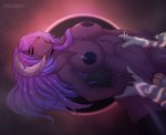 abdominal_bulge abstract_background anthro blue_body blue_fur blush clothing dark_body duo eclipse eyes_closed female fur genitals glowing glowing_tattoo gold_nails hair hand_holding holding_forearm horn inverted_nipples knot knotted_penis legwear male male/female neck_tuft nipples open_mouth penis poking_stomach pubes purple_body purple_fur purple_hair stockings tattoo tongue tongue_out tuft inkofneon mythology delta_rex_(myick) mara_(myick) animal_humanoid bovid caprine dragon dragon_humanoid furred_dragon furred_dragon_humanoid furred_scalie goat humanoid mammal mythological_creature mythological_scalie scalie hi_res