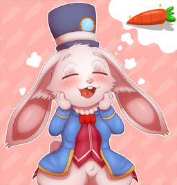 blush clothing costume female feral hat headgear headwear imagination shortstack solo highoncoffee shangri-la_frontier emul_(shangri-la_frontier) lagomorph leporid mammal rabbit vorpal_bunny hi_res
