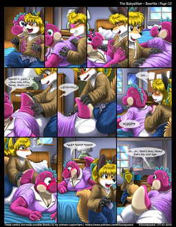 age_difference anthro babysitter bed blonde_hair blue_eyes blush bodily_fluids book brown_body brown_fur bulge cheek_tuft clothed clothing detailed_background dialogue duo erection erection_under_clothing eyes_closed facial_tuft female from_behind_position fur furniture green_eyes hair humping inside interspecies larger_female laugh looking_back male male/female older_female open_mouth pillow sex size_difference smaller_male smile sweat tail tail_humping teeth text tickling tight_clothing tongue tuft white_body white_fur young young_anthro younger_male kitsune_youkai mario_bros nintendo kit_(kitsune_youkai) twilight_stormshi_(character) canid canine dinosaur fox mammal pink_yoshi prehistoric_species red_fox reptile scalie true_fox yoshi 2015 comic digital_media_(artwork) english_text hi_res translated url