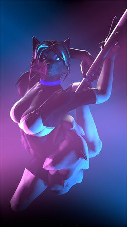 anthro black_body black_fur black_sclera choker dancing female fur jewelry lights necklace pole pole_dancing solo wolfikous petruz_(modeler) blue_(wolfikous) wolf_(petruz) canid canine canis mammal wolf 3d_(artwork) 9:16 digital_media_(artwork) hi_res source_filmmaker_(artwork)