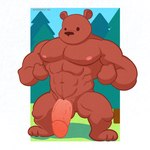 abs anthro bent_legs big_penis flexing flexing_bicep flexing_both_biceps flexing_muscles forest forest_background genitals hands_clenched huge_penis hyper hyper_genitalia hyper_penis male muscular muscular_male nature nature_background nipples owo penis plant pose pubes simple_background simple_coloring simple_face solo spread_legs spreading textured tree uwu vein veiny_penis notedwolf bear mammal ursine 1:1 2023 digital_drawing_(artwork) digital_media_(artwork) hi_res pinup shaded simple_shading