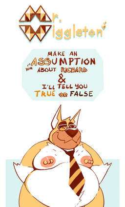 accessory anthro belly big_belly body_hair chest_hair eyes_closed eyewear front_view fur glasses head_tuft male male_anthro moobs mouth_closed necktie nipples obese obese_anthro obese_male overweight overweight_anthro overweight_male pattern_necktie pink_nipples rectangular_glasses simple_background solo standing striped_necktie text tuft white_body white_fur yellow_body yellow_fur chocolateandmilk richard_(chocolateandmilk) canid canine canis domestic_dog mammal english_text half-length_portrait hi_res portrait