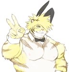 anthro bow_tie fake_ears fake_rabbit_ears fur male muscular muscular_anthro nipples pecs shirtless solo striped_body striped_fur stripes knkdk3 lifewonders tokyo_afterschool_summoners macan_(tas) felid mammal pantherine tiger 1:1 hi_res