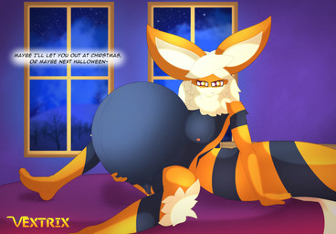 anthro breasts female genitals holidays magic_user mature_female pokemorph pregnant pregnant_anthro pregnant_female presentation solo text unbirthing vaginal vore vulva witch vextrix halloween nintendo pokemon arc_vap arcanine eeveelution generation_1_pokemon hybrid pokemon_(species) vaporeon english_text hi_res