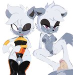 5_fingers after_sex anthro anthro_focus areola armwear balls bite biting_lip biting_own_lip black_clothing black_inner_ear black_legwear black_leotard black_nose black_thigh_highs blush blush_lines bodily_fluids breasts clothed clothed_anthro clothed_female clothing crotchless_clothing crotchless_leotard cum cum_on_breasts cum_on_face cum_on_leg cum_string duo erection female female_anthro female_focus fingers fur genital_fluids genitals gesture glans grey_areola grey_body grey_ears grey_fur grey_nipples grey_tail grey_vulva hand_gesture heart_symbol human_on_anthro humanoid_genitalia humanoid_penis humanoid_vulva interspecies legwear leotard looking_at_genitalia looking_at_penis male male_human medium_breasts mouth_closed multicolored_body multicolored_clothing multicolored_fur multicolored_legwear multicolored_leotard multicolored_thigh_highs navel navel_outline nipples nude one_eye_closed orange_clothing orange_legwear orange_thigh_highs penis pink_glans pink_tongue purple_eyes self_bite simple_background solo solo_focus tail thigh_highs tongue tongue_out two_tone_body two_tone_clothing two_tone_fur two_tone_legwear two_tone_leotard two_tone_thigh_highs vein veiny_penis vulva white_background white_body white_fur yellow_armwear yellow_clothing yellow_leotard magnetstuff idw_publishing sega sonic_the_hedgehog_(comics) sonic_the_hedgehog_(idw) sonic_the_hedgehog_(series) tangle_the_lemur human lemur mammal primate strepsirrhine 2025 hi_res multiple_images