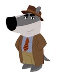 biped black_nose bottomwear clothing grey_body hat headgear headwear necktie pants shirt simple_background smile solo topwear white_background bandana_109 beastly_crimes beastly_crimes_(2024) my_new_character chief_badger badger mammal mustelid musteline 2024 3:4 hi_res meme