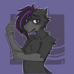 5_fingers anthro avian_arms beak biped black_beak black_body black_fur feathers fingers front_view fur hair male multicolored_hair navel nude open_beak open_mouth purple_background purple_eyes purple_hair simple_background solo standing tail tail_feathers tongue two_tone_hair kickingkeldeo finn_(birdshinobi) avian bird corvid corvus_(genus) crow oscine passerine 1:1 2025 adversarial_noise dated digital_drawing_(artwork) digital_media_(artwork) hi_res icon signature