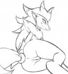 anthro anus biped butt evilymasterful female generation_5_pokemon genitals greyscale hair hi_res monochrome nintendo nude pokemon pokemon_(species) pussy sketch smile solo y_anus zoroark