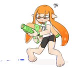 barefoot bottomwear clothed clothing feet female humanoid_pointy_ears open_mouth orange_eyes pointy_ears pseudo_hair simple_background tentacle_hair tentacles toes white_background ethan_ppj nintendo splatoon animal_humanoid cephalopod humanoid inkling marine marine_humanoid mollusk hi_res