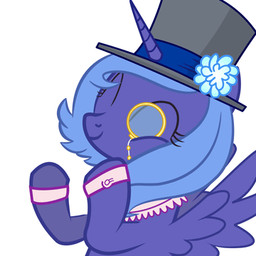 blue_body blue_feathers blue_hair clapping clothing eyewear feathered_wings feathers female feral hair hat headgear headwear horn long_hair monocle simple_background solo top_hat white_background wings unknown_artist friendship_is_magic hasbro my_little_pony mythology princess_luna_(mlp) equid equine mammal mythological_creature mythological_equine winged_unicorn 1:1 animated animated_gif low_res short_playtime