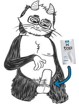 anthro balls confusion diaper_condom genitals horn looking_down male mostly_nude nipples pubes simple_background solo text whiskers atotom912 atotom_(atotom912) bovid caprine goat mammal absurd_res digital_media_(artwork) english_text hi_res sketch