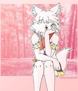 anthro bottomwear breasts cheek_tuft clothing collar collarbone curly_hair facial_tuft feet female fog hair inner_ear_fluff short_hair skirt small_breasts smile solo tail tuft efradraws northwind northwind_(efradraws) kasni_(efradraws) canid canine canis mammal wolf absurd_res digital_drawing_(artwork) digital_media_(artwork) halftone hi_res