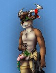 anthro antlers bottomwear brown_body clothing footwear genitals gun holidays hooves horn humanoid_genitalia humanoid_penis male mistletoe pants penis plant ranged_weapon simple_background socks solo weapon tezo christmas epic_games fortnite dolph_(fortnite) deer mammal new_world_deer reindeer hi_res