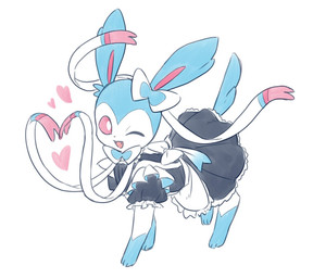 ambiguous_gender clothed clothed_ambiguous clothed_feral clothing cute_fangs digitigrade fangs feral heart_symbol maid_uniform one_eye_closed open_mouth open_smile quadruped ribbons_(anatomy) side_view simple_background smile solo standing teeth uniform wink mboj321 nintendo pokemon eeveelution generation_6_pokemon pokemon_(species) shiny_pokemon sylveon 2026 digital_drawing_(artwork) digital_media_(artwork) full-length_portrait japanese_description portrait translated_description male_(lore)