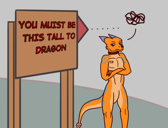 angry anthro collar collar_only crossed_arms diamond_(marking) featureless_crotch height_theme humor looking_at_viewer male markings nude orange_body rattle_(anatomy) sign simple_background solo standing tail text text_on_body astral_kobold 41-4b_(astral_kobold) hybrid kobold pit_viper rattlesnake reptile scalie snake viper absurd_res digital_media_(artwork) english_text hi_res