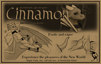 advertisement animal_genitalia ankle_cuffs anus ass_up cinnamon_(spice) collar collar_tag countershading cuff_(restraint) ear_frill erection feral frill_(anatomy) genital_slit genitals horn leg_markings looking_at_viewer lying male markings on_back penis prostitution restraints sex_slave simple_background slave socks_(marking) solo submissive submissive_male tail tail_anus tapering_penis text wing_cuffs wings wrist_cuffs iuno european_mythology mythology mel_(iuno) dragon mythological_creature mythological_scalie scalie western_dragon english_text hi_res monochrome multiple_images sepia