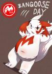 black_nose blush chubby cute fluffy_tail male navel nintendo pokémon rodemaru solo standing tongue video_games zangoose zangoose_day
Rating: Questionable
Score: 4
User: terminal11
Date: April 10, 2014