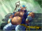 anthro belly bench big_belly biped bodily_fluids bottomwear clothing humanoid_hands male navel overweight overweight_anthro overweight_male pants sitting solo sweat 1393_noam no-zp lifewonders tokyo_afterschool_summoners ganglie_(tas) mammal suid suine sus_(pig) wild_boar 2019 4:3 hi_res