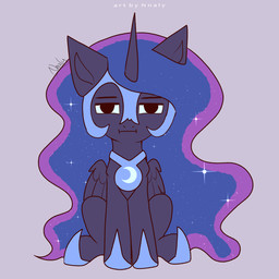 1_horn black_eyes blue_hair blue_hooves blue_sclera dialogue eyebrows feathered_wings feathers female female_feral feral front_view hair highlights_(coloring) hooves horn looking_at_viewer monotone_background narrowed_eyes open_mouth purple_background purple_body purple_highlights purple_horn purple_wings quadruped raised_eyebrow simple_background sitting solo sparkles sparkling_hair text wings nnalyart friendship_is_magic hasbro my_little_pony mythology nightmare_moon_(mlp) equid equine mammal mythological_creature mythological_equine winged_unicorn 1:1 2_frame_animation 2d_animation animated digital_drawing_(artwork) digital_media_(artwork) english_text flat_colors hi_res paintstorm_(artwork)