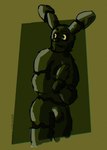 anthro bulge dramatic_lighting glowing glowing_eyes male simple_background solo worried worried_face wounded nsfwgiraffe five_nights_at_freddy's five_nights_at_freddy's_3 scottgames springtrap_(fnaf) humanoid chromatic_aberration hi_res