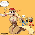 angry anthro areola big_breasts big_butt big_penis bodily_fluids breasts butt cum dialogue ejaculation female genital_fluids genitals group growling male male/female nipples penis pussy shy speech_bubble text vein veiny_penis vowelless toonsxxx cuphead_(game) cuphead_(character) ms._chalice mugman sergeant_o'fera canid canine canis domestic_dog humanoid hunting_dog mammal saluki sighthound absurd_res english_text hi_res brother_(lore) brothers_(lore) sibling_(lore)