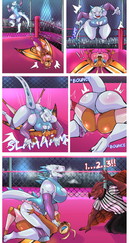 4_arms anthro clothed clothing female female/female fighting_ring group male multi_arm multi_limb pinned pinned_to_ground referee tackle trio wrestling wrestling_outfit spicepumpkinlou godzilla_(series) mothra_(series) toho mothra rodan_(toho) shimo_(kaiju) arthropod deity insect kaiju lepidopteran moth prehistoric_species pteranodon pteranodontid pterosaur reptile scalie absurd_res comic hi_res