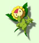 ambiguous_gender biped black_eyes green_background green_body not_furry plant shadow simple_background smile solo pasaran bandai_namco digimon digimon_(species) elemental_creature flora_fauna sunflowmon