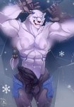 abs anthro big_penis braided_hair claws fur genitals hair half-erect humanoid_genitalia humanoid_penis ice male muscular muscular_male night nipples pec_squish pecs pecs_on_glass penis snowflake solo teeth vein veiny_penis white_body white_fur blazar league_of_legends riot_games tencent volibear bear mammal polar_bear ursine 2022 absurd_res hi_res