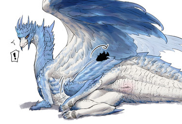 animal_genitalia blue_body blue_scales claws cloaca disembodied_hand exclamation_point female feral genital_slit genitals hand_on_leg hand_on_thigh heart_symbol ice_horn ice_spikes long_neck looking_back lying motion_lines on_ground pink_cloaca scales shadow simple_background solo tail tailbutt thick_tail white_body white_scales wings yellow_eyes krypton_(artist) velkhana 2024 colored digital_media_(artwork) hi_res shaded sketch