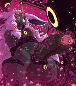 3_eyes accessory anthro balls big_penis black_sclera bodily_fluids bottomwear chin_tuft clothing cock_ring corruption curved_horn dripping erection eye_on_penis facial_tuft fur genital_fluids genitals grey_body grey_fur hair half-closed_eyes horn huge_penis humanoid_genitalia humanoid_penis jewelry male multi_eye narrowed_eyes navel navel_piercing open_mouth pants penis penis_accessory penis_jewelry piercing possession precum precum_drip precum_string sharp_teeth smile smirk smug smug_face smug_grin solo teeth tentacles tuft vein veiny_penis white_hair mrt0ony nintendo tears_of_the_kingdom the_legend_of_zelda rauru_(tears_of_the_kingdom) zonai hi_res