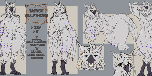 animal_genitalia anthro avian_feet beak big_butt black_eyes butt claws digitigrade feathered_wings feathers feet front_view genital_slit genitals hair hand_behind_head heart_(marking) looking_at_viewer male markings neck_tuft nude pose pseudo_hair rear_view simple_background smile solo spots standing tail tail_feathers talons text thick_thighs toes tuft white_body white_feathers wide_hips winged_arms wings yellow_eyes milajanh avian bird owl true_owl 2026 absurd_res digital_media_(artwork) english_text hi_res model_sheet