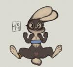 anklet anthro anus biped black_eyes bottomless breasts brown_hair cleavage clothed clothing eyewear female fur genitals glasses grey_background hair jewelry pussy short_stack simple_background solo tan_body tan_fur reign-2004 kazie lagomorph leporid mammal rabbit 2018 digital_media_(artwork)