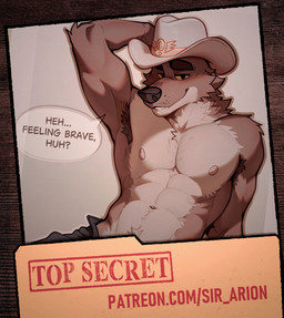 abs anthro athletic athletic_male bedroom_eyes clothed clothing dialogue male narrowed_eyes navel nipples obliques seductive serratus solo text topless topless_anthro topless_male sir_arion dreamworks patreon the_bad_guys mr._wolf_(the_bad_guys) canid canine canis mammal wolf 2025 colored english_text hi_res url