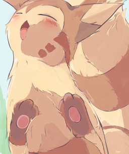against_screen against_surface ambiguous_gender band_(marking) banded_body banded_tail blurred_background blush brown_body brown_fur eyes_closed feral fur markings open_mouth pawpads plant rubbing solo tail tail_markings tan_body tan_fur floameya nintendo pokemon domestic_ferret furret generation_2_pokemon mammal mustelid musteline pokemon_(species) true_musteline weasel 5:6 absurd_res hi_res