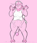 3_fingers alternate_species anthro apron apron_only bottomless breasts breasts_and_teats clothed clothing female fingers horn implied_transformation mostly_nude pink_background simple_background slightly_chubby solo standing surprise teats thick_thighs udders wide_hips koopacap nintendo pokemon nurse_joy bovid bovine generation_2_pokemon mammal miltank pokemon_(species) 2019 digital_media_(artwork) monochrome