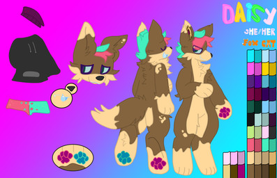 anthro blue_hair blue_mouth brown_body brown_fur female fur furry_jay hair jay_the_furry pink_hair solo tan_body tan_fur daisy(jay_the_furry) canid canine felid fox hybrid mammal absurd_res hi_res