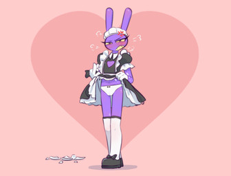 andromorph andromorph_anthro angry anthro bottomwear bow_panties bow_underwear broken_plate camel_toe chest_window clenched_teeth clothed clothed_andromorph clothed_anthro clothing clothing_lift cross-popping_vein footwear fur genital_outline heart_background heart_cutout intersex intersex_anthro legwear maid_headdress maid_uniform panties presenting_panties presenting_underwear purple_body purple_fur simple_background skirt skirt_lift slim_andromorph slim_anthro socks solo stockings teeth underwear uniform vulva_outline white_clothing white_footwear white_panties white_socks white_underwear ninebuttom glitch_productions the_amazing_digital_circus jax_(tadc) lagomorph leporid mammal rabbit 2025 english_description full-length_portrait portrait smaller_version_at_source
