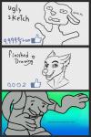 alternate_species anthro eyebrows furrification grin humor smile solo text prometheuzone fallout microsoft vault_boy canid canine mammal 2:3 comic english_text hi_res meme