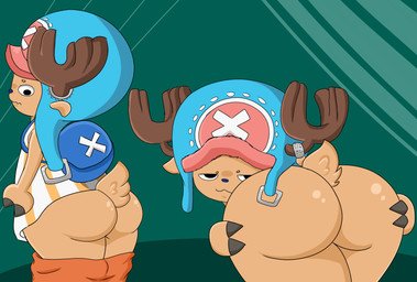 antlers backpack bottomless brown_butt butt clothed clothing glistening glistening_body glistening_butt hat headgear headwear horn looking_at_viewer male partially_clothed simple_background smile solo thick_thighs wide_hips salamikii one_piece tony_tony_chopper deer mammal new_world_deer reindeer absurd_res digital_media_(artwork) hi_res