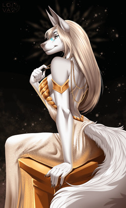 anthro biped bottomwear breasts butt claws clothed clothed_anthro clothing female fingers fully_clothed fully_clothed_anthro fur hair looking_at_viewer rear_view sitting smile solo tail topwear blackbatwolf canid canine mammal 2026 absurd_res digital_drawing_(artwork) digital_media_(artwork) hi_res