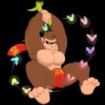 1:1 alpha_channel anthro ape biceps briefs brown_body brown_fur bulge clothing conditional_dnp donkey_kong_(character) donkey_kong_(series) feet fur gorilla hair haplorhine male mammal muscular muscular_anthro muscular_male navel necktie nintendo notkastar pecs plant primate simple_background smile solo text text_on_clothing text_on_necktie text_on_underwear toes transparent_background underwear vines