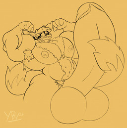 2_tails 4_fingers anthro armpit_hair balls big_balls big_penis body_hair dipstick_tail erection eyewear eyewear_only fingers flexing flexing_bicep flexing_both_biceps fur genitals glasses glasses_only half-closed_eyes huge_balls huge_penis humanoid_genitalia humanoid_penis hyper hyper_balls hyper_genitalia hyper_penis looking_at_viewer male markings multi_tail musclegut muscular narrowed_eyes nipples notched_ear nude open_mouth open_smile penis sharp_teeth simple_background smile solo tail tail_markings teeth wearing_glasses yellow_background yaboivanillo disney lilo_and_stitch fan_character stitchils alien experiment_(lilo_and_stitch) 2026 black_and_yellow hi_res signature sketch