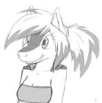 anthro clothed clothing female hair smile solo topwear tube_top tg-0 satch armadillo mammal xenarthran greyscale monochrome sketch