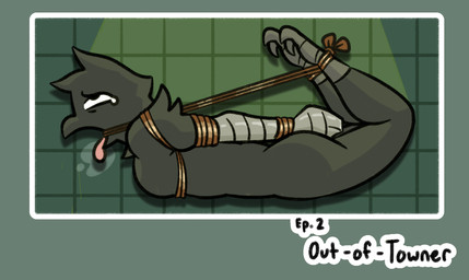 anthro bathroom bdsm bodily_fluids bondage bound clothing drooling duct_tape gag gagged handwear hogtied male mittens on_ground rope rope_gag saliva solo tape tape_mittens tears stockingmiami jasper_(stockingmiami) avian bird corvid corvus_(genus) crow oscine passerine concept_art hi_res