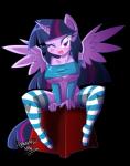 anthro anthrofied armwear biped bottomless breasts cleavage clothed clothing elbow_gloves feathered_wings feathers female footwear fur gloves hair handwear horn legwear looking_at_viewer multicolored_hair one_eye_closed pose purple_body purple_eyes purple_feathers purple_fur purple_hair sitting socks solo two_tone_hair under_boob wings wink danmakuman friendship_is_magic hasbro my_little_pony mythology twilight_sparkle_(mlp) equid equine mammal mythological_creature mythological_equine winged_unicorn 2015 absurd_res alpha_channel hi_res