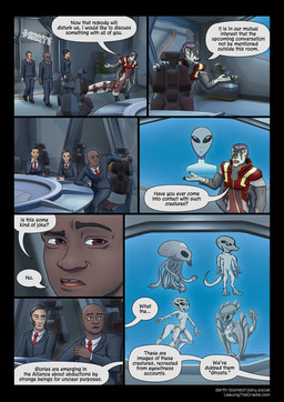 3_fingers 4_arms 4_eyes anthro bald biped black_claws chair claws dark_body dark_skin dialogue dialogue_box feral fingers furniture group hair light_body light_skin male multi_arm multi_eye multi_limb open_mouth purple_hair scar space speech_bubble suit_and_tie tail text yellow_eyes darth_biomech leaving_the_cradle zane_htrua_sha alien human mammal raharr 2025 colored comic english_text hi_res url