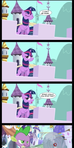 annoyed building canterlot dialogue duo electric_fan female feral fur hair horn humor multicolored_hair pupils purple_body purple_eyes purple_fur purple_hair reveal slit_pupils solo_focus tail text tower two_tone_hair wind tamalesyatole friendship_is_magic hasbro my_little_pony mythology spike_(mlp) twilight_sparkle_(mlp) dragon equid equine mammal mythological_creature mythological_equine mythological_scalie scalie unicorn 2012 absurd_res animated animated_comic comic digital_media_(artwork) english_text hi_res