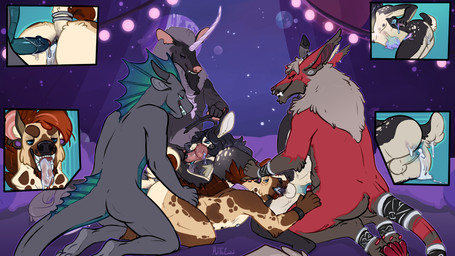 accessory anal anal_penetration animal_genitalia animal_penis anklet anthro anthro_on_anthro anthro_penetrated anthro_penetrating anthro_penetrating_anthro antlers anus balls barbell_piercing black_body black_fur black_hair black_sclera blue_eyes blue_penis bodily_fluids brown_body brown_fur brown_hair butt close-up cloven_hooves collar colored_cum countershade_balls countershade_butt countershade_genitalia countershade_neck countershade_tail countershade_torso countershading cum cum_from_ass cum_in_ass cum_in_mouth cum_inside cum_on_butt cum_on_ground cum_on_tail cutaway detailed_background dripping ear_piercing ear_ring ear_stud equine_genitalia equine_penis erection facial_hair facial_piercing fellatio fur furgonomic_piercing furgonomics gauged_ear genital_fluids genitals goatee grey_body grey_fur grey_hair group hair hand_on_head hooves horn horn_piercing horn_ring_(piercing) humanoid_genitalia humanoid_penis jewelry kneeling leaking_cum lying male male/male male_anthro male_penetrated male_penetrating male_penetrating_male mane markings nipple_barbell nipple_piercing nipples nose_piercing nose_ring nude nude_anthro nude_male on_front on_side open_mouth oral penetration penile penile_penetration penis penis_in_ass penis_in_mouth piercing pink_penis precum precum_drip purple_eyes rainbow_cum red_body red_fur ring ring_piercing sex slightly_chubby slightly_chubby_anthro slightly_chubby_male spots spotted_body spotted_fur tail tail_accessory tail_jewelry tail_ring tan_body tan_fur teal_body teeth tongue tongue_out unusual_bodily_fluids unusual_cum unusual_genital_fluids meldritchhorror mythology artimus_(character) asmodeus_(character) cherno_(sarkethus) emerson_(edef) misterrius_(character) canid canid_demon canine deer demon dragon equid equine hellhound hyena mammal monster mythological_canine mythological_creature mythological_equine mythological_scalie scalie spotted_hyena unicorn 16:9 2018 4k absurd_res hi_res widescreen